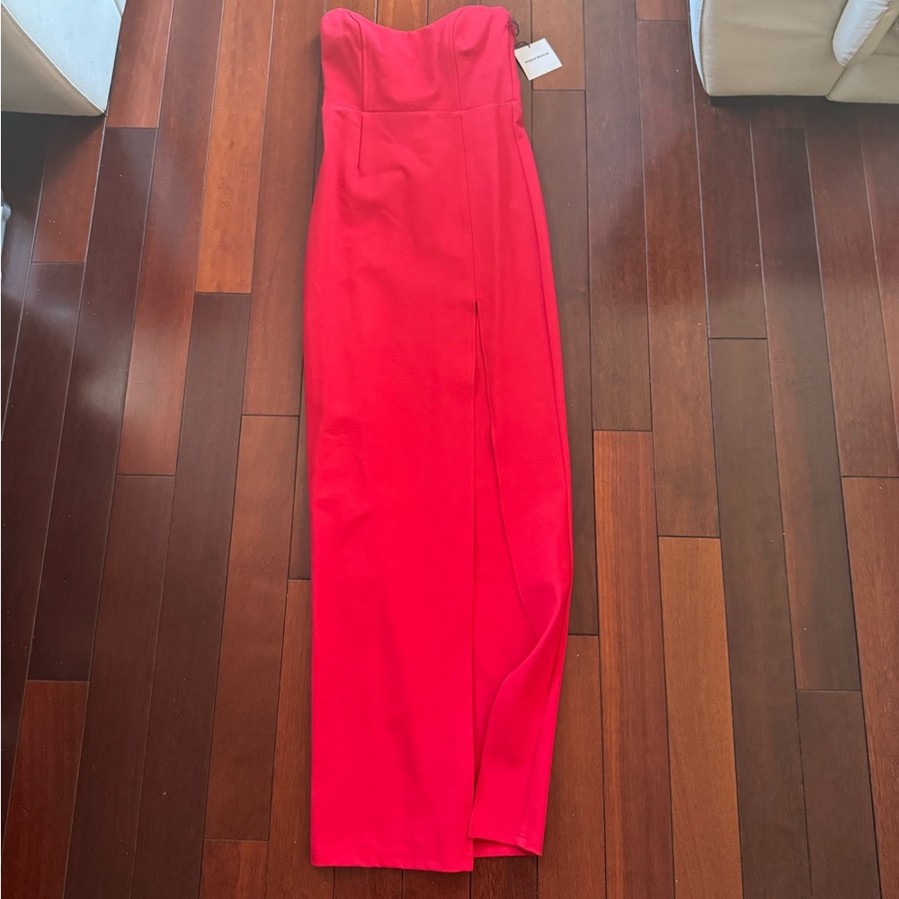 Elegant Red Strapless Dress from Revolve